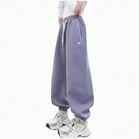 mgoYE Toddler Pants Girls Girl's Bow Side Waist Track Pants Cute Wide Leg Trousers|Purple 12-13 Years