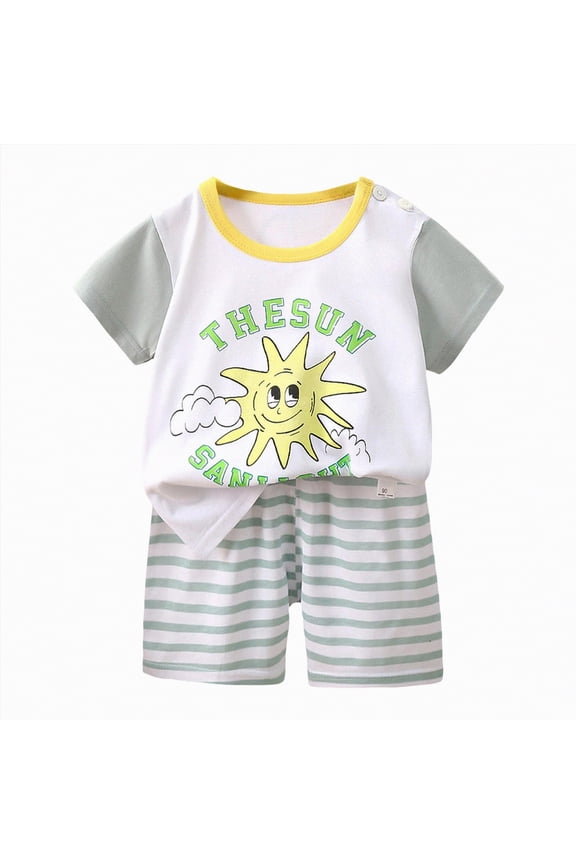 Toddler Summer Outfits Toddler Girl Summer Short Outfit Sets Cotton Short Sleeve Tops Tees Shorts Clothing Sets|White 6-9 Months
