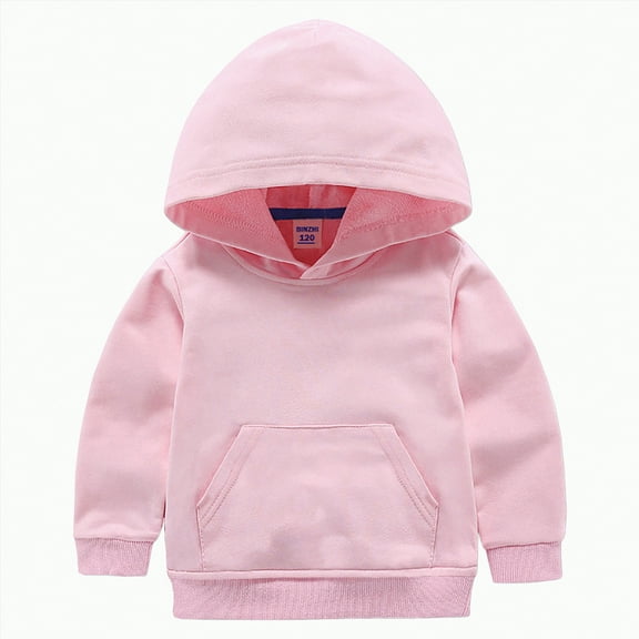 mgoYE Toddler Sweatshirt Baby Toddler Kids Boy Girl Solid Casual Pocket Hoodie Sweatershirt Pullover|Pink 18-24 Months