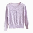thumbnail image 1 of mgoYE Toddler and Baby Girls' Lightweight Cotton Cardigan Sweater(Light Purple,11-12 Years), 1 of 8
