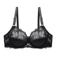 thumbnail image 1 of mgoYE Tshirt Bras for Women Bras for Women Lace Bra Full Coverage Underwire Bras Plus Size Lifting Lace Bra(Black,S), 1 of 6