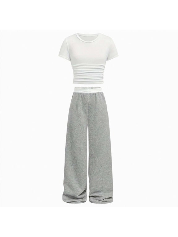 Tween Girls Clothes Short Sleeve Solid T-Shirt Top + Sweatpant 2 Piece Outfit Set