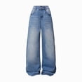thumbnail image 1 of mgoYE Tween Girls Wide Leg Zipper Fly Pockets, Elastic Waistband Baggy Denim Pants Girls Clothing(Light Blue,5-6 Years), 1 of 9