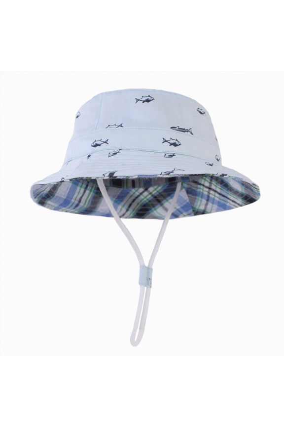 UPF 50+ Beach Baby Sun Hat Sun Protection Cute Wide Brim Summer Baby Boy Bucket Hats Toddler Sun Hats for Girl(Blue,3-6 Months )