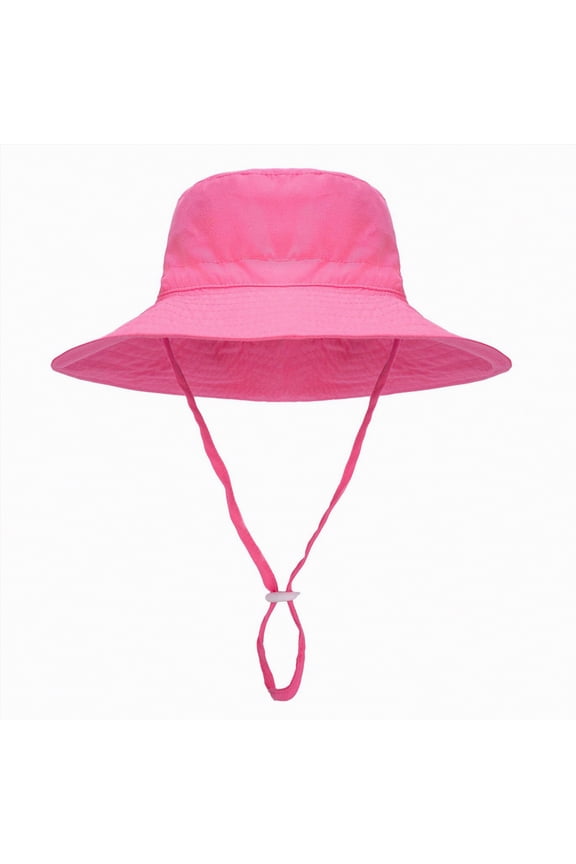 UPF50+ Wide-Brim Sun Hat Boys Girls Sun Protection Hat Zoo Beach Swim Bucket Hat for Baby Toddler Kid(Hot Pink,3-6 Years)