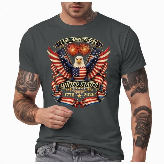 mgoYE USA 250th Anniversary Shirt 250th Independence Day Short Sleeve Tops Men's Tshirts(Dark Gray,S)