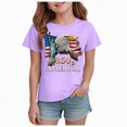 thumbnail image 1 of mgoYE USA 250th Anniversary Shirt Girls 4th of July 250 Years Crew Neck Short Sleeve T Shirts Letter Pattern Tops Classic Tees Trending Clothing Purple 2-3 Years, 1 of 5