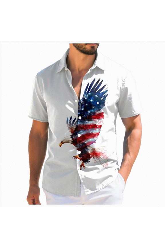 USA 250th Anniversary Shirt Linen Patriotic Button 4th of July Hawaiian Shirts Independence Day Gifts Mens Tshirt(White,3XL)