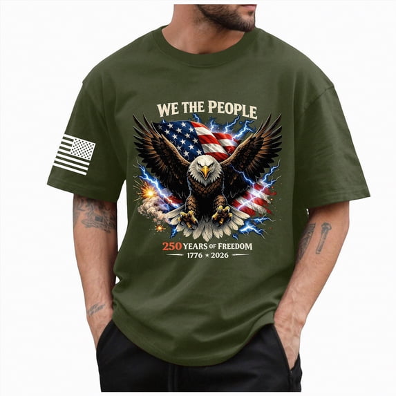 mgoYE USA 250th Anniversary Shirt Special Patriotic T-Shirts USA Flag Eagle Print Tee Short Sleeve Shirt Men Tops AG 2XL