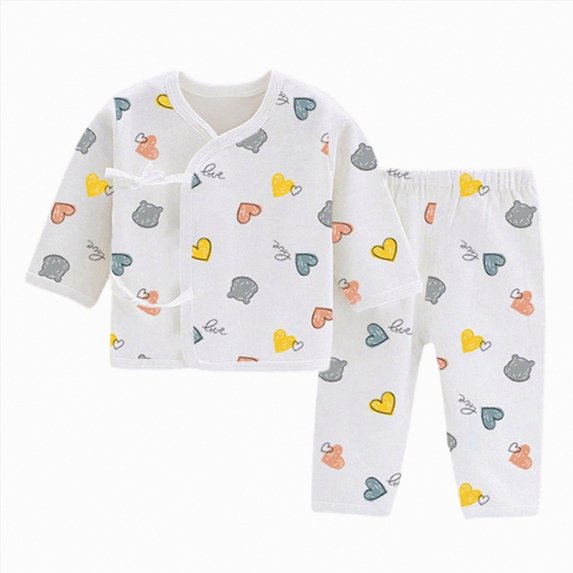 mgoYE Unisex Baby Clothes 2 Piece Layette Sets Cute Printed Cotton Newborn Clothes Gift Set(Orange,6-9 Months)