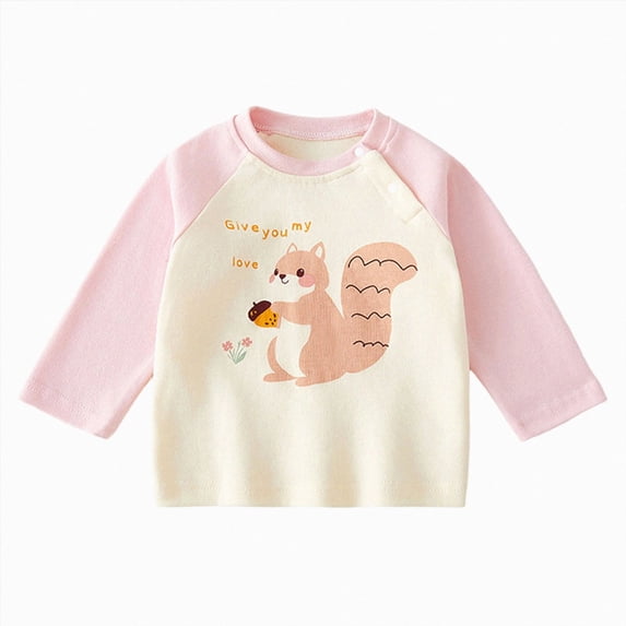 mgoYE Unisex Baby Girls Boys Infant Toddler Long Sleeve T-Shirts,Graphic Cartoon Cute Animals Print Comfort Crewneck Tee(Beige,12-18 Months)