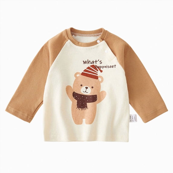 mgoYE Unisex Baby Girls Boys Infant Toddler Long Sleeve T-Shirts,Graphic Cartoon Cute Animals Print Comfort Crewneck Tee(Khaki,3-4 Years)