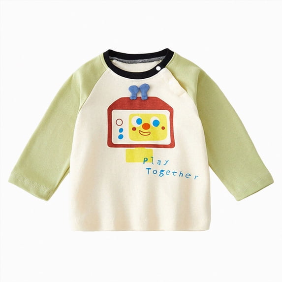 mgoYE Unisex Baby Girls Boys Infant Toddler Long Sleeve T-Shirts,Graphic Cartoon Cute Animals Print Comfort Crewneck Tee(Light Green,18-24 Months)