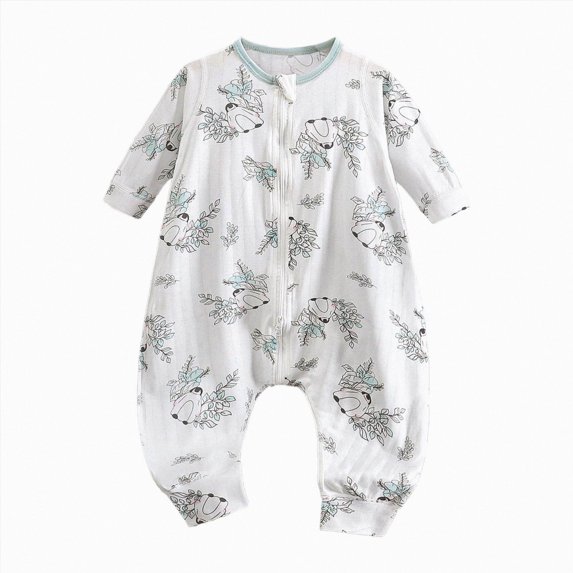 mgoYE Unisex Footless Newborn Baby Sleepers Pajamas Romper Boys Girls Long Sleeve(Light Green,9-12 Months)