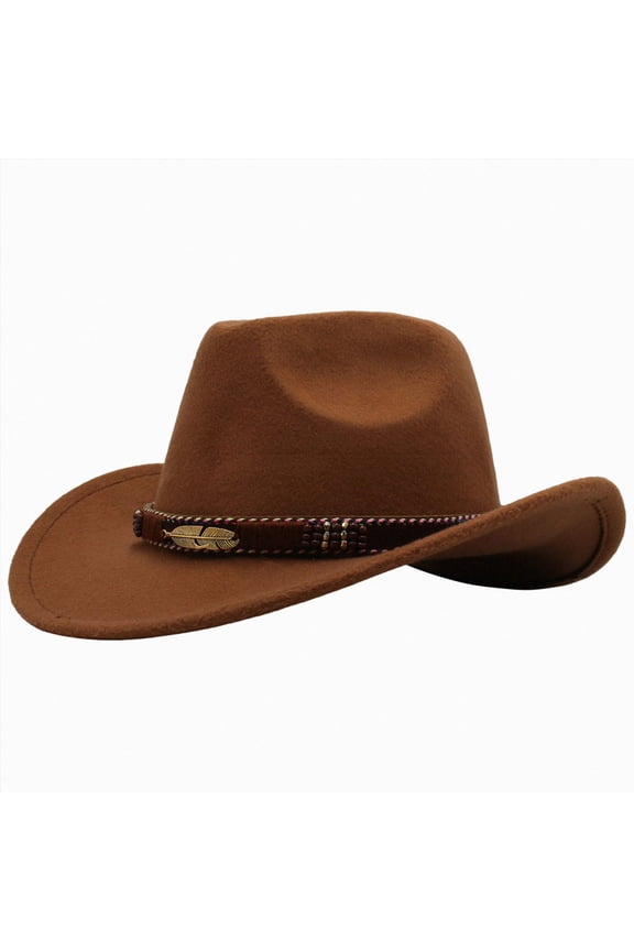Western Cowboy Hat for Kids Boys Girl Classic Roll Up Hat with Buckle Belt(Khaki,3-8 Years)