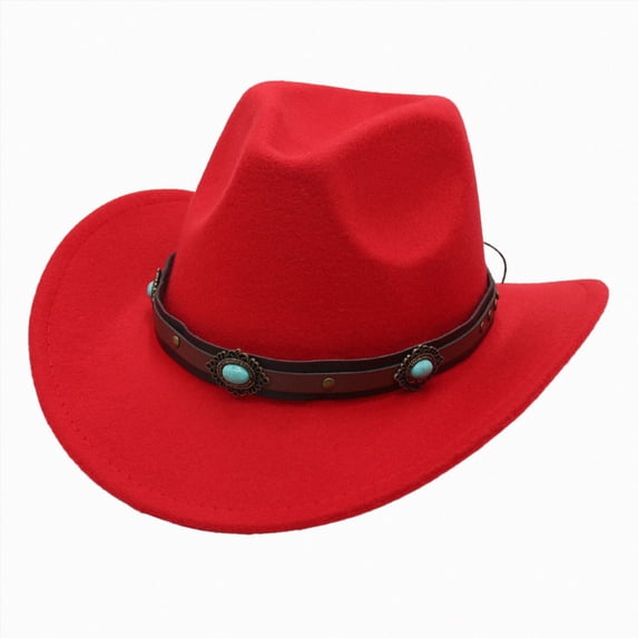 mgoYE Western Cowboy Hat for Kids Classic Roll Up Hat Boys Girl(Red,3-8 Years)