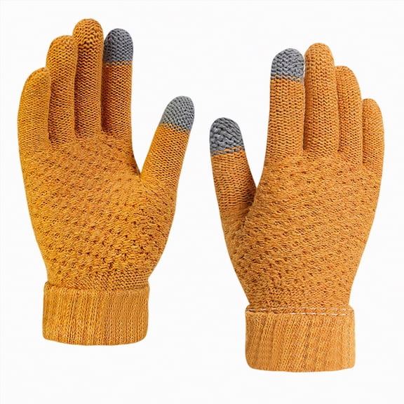 mgoYE Winter Touchscreen Gloves for Men Women, Touch Screen Texting Warm Gloves Knit Anti-slip Warm Fleece Lined(Orange,One Size)