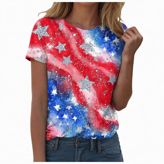 mgoYE Women Black Shirt XL 250th Anniversary Flag Tee Womens American Flag Shirt 4th of July T-Shirt Patriotic Short Sleeve Tee USA Flag Stripe Star Summer Blouse Tops|Red 2XL