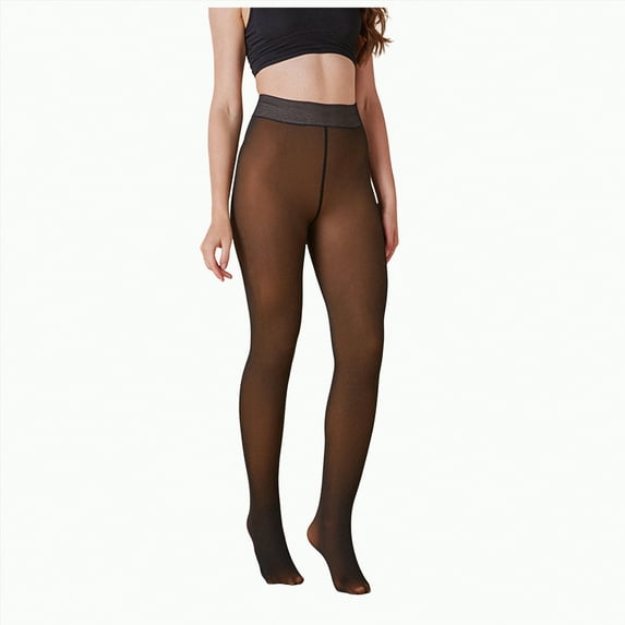 mgoYE Women Fleece Lined Leggings High Waist Pantyhose Thick Warm Tights for Women(Coffee,M)