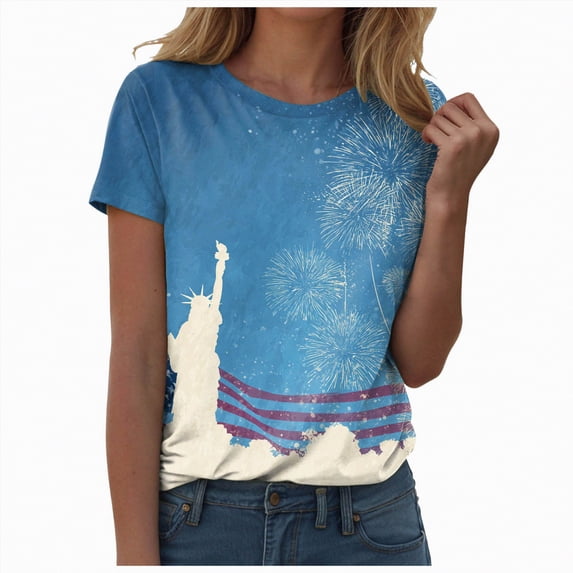 mgoYE Women Grey Shirt 2XL 250th Anniversary USA Polo Shirt Women American Flag Shirts USA Flag Stars Stripes Graphic Blouse Patriotic Shirt 4th of July T Shirt Summer Tops Tee|Blue M