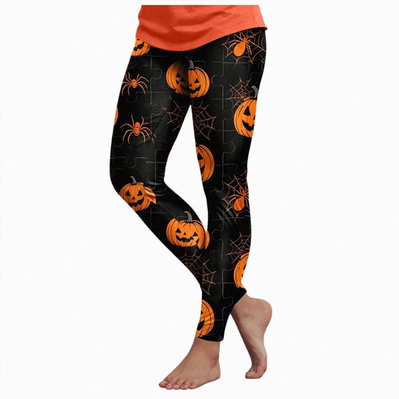 mgoYE Women Halloween Leggings Cute Pumpkin Ghost Print PJs Bottoms Causal Soft Long Lounge Pants Sleepwear Womans Leggings Size XXL