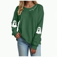 thumbnail image 1 of mgoYE Women Halloween Shirt Long Sleeve Crewneck Casual Dressy Tops Funny Graphic Halloween Fall Fashion Outfits(Green,XL), 1 of 5