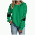 thumbnail image 1 of mgoYE Women Halloween Shirt Sweatshirts Halloween Ghost Sweatshirt Women - Halloween Graphic Crewneck Tops Casual Sweater(Green,2XL), 1 of 5