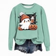 thumbnail image 1 of mgoYE Women Halloween Shirt Sweatshirts Halloween Ghost Sweatshirt Women - Halloween Graphic Crewneck Tops Casual Sweater(Mint Green,M), 1 of 3