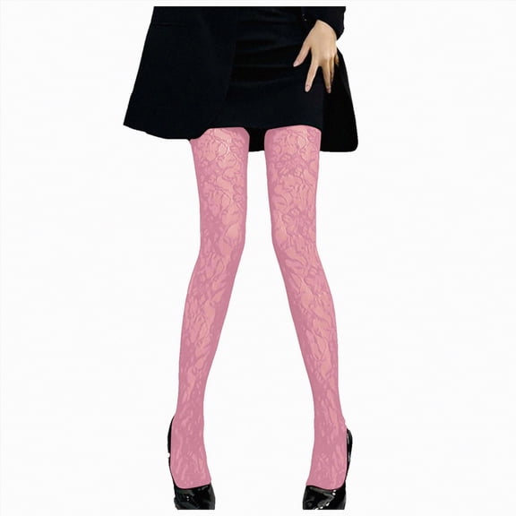 mgoYE Women Patterned Fishnet Tights Black Fishnets Net Stockings Pantyhose(Pink,One Size)