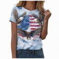 thumbnail image 1 of mgoYE Women Shirt XL 250th Anniversary USA Flag Shirt Womens American Flag Shirt Short Sleeve USA 4th of July Flag Tops Loose Patriotic Novelty T-Shirts|Light Blue 2XL, 1 of 1