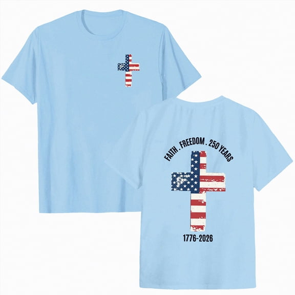 mgoYE Women T-Shirt America 250th Anniversary T Shirt Women American Flag Shirts USA Flag Stars Stripes Graphic Blouse Patriotic Shirt 4th of July T Shirt Summer Tops Tee|Sky Blue L