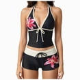 thumbnail image 1 of mgoYE Women's 2 Piece Floral Tankini Swimsuits Tummy Control Backless Halter Bathing Suit Tie Side Beachwear Womens Bathing Suits Size L, 1 of 7