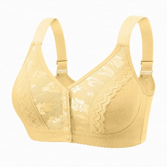 mgoYE Women's Bras Wireless Full Coverage Plus Size Minimizer Comfort Soft Bra(Light Yellow,52)