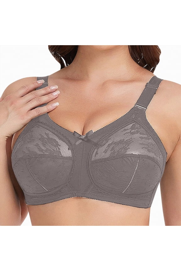 Women's Bras Wireless Full Coverage Plus Size Minimizer Comfort Soft Bra(Silver,46)