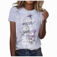 thumbnail image 1 of mgoYE Women's Christmas Shirts Christmas Shirts for Women Santa Holiday Short Sleeve Tops Xmas Graphic Print T Shirt|Light Purple M, 1 of 1
