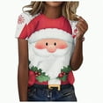 thumbnail image 1 of mgoYE Women's Christmas Shirts Women's Buffalo Plaid Tees Casual Short Sleeve Merry Letter Printed Graphic Blouse Tops|White S, 1 of 1