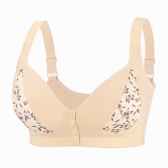 mgoYE Women's Floral Lace Bra Plus Size Firm Hold Non Wired Full Coverage Minimizer(Light Yellow,44B)