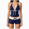 thumbnail image 1 of mgoYE Women's Floral Tankini Swimsuits Halter Neck Tummy Control Tankini Set Striped Two Piece Bathing Suit Womens Bathing Suits Size L, 1 of 6