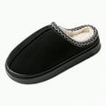 thumbnail image 1 of mgoYE Women's House Slippers Indoor Outdoor Moccasin Fuzzy Fluffy Furry Loafers Suede Warm Shoes|Black 10.5, 1 of 5