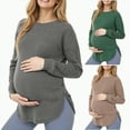 thumbnail image 1 of mgoYE Women's Maternity Shirts, Ribbed Long Sleeve Pregnancy Sweaters Crew Neck Slit Side Knit Pregnant Tunic Tee Top(Grey,M), 1 of 6