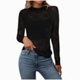thumbnail image 1 of mgoYE Women's Mesh Top Long Sleeve Mock Neck Sheer Blouse Floral Lace Tops(Black,XL), 1 of 8