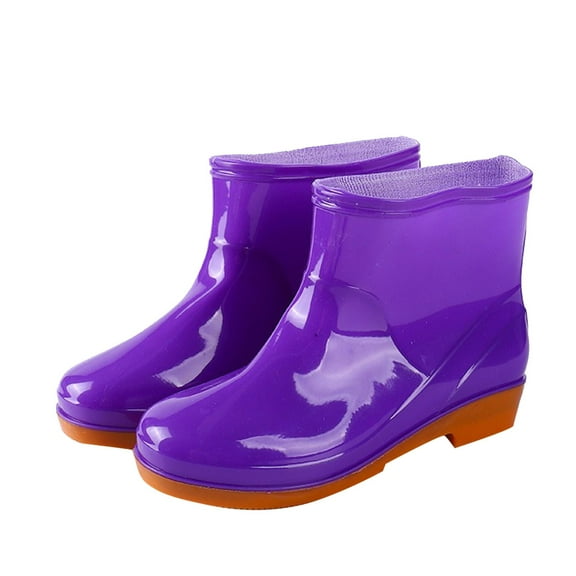 mgoYE Women's Short Rain Boots Waterproof Anti Slip Rubber Ankle Booties Rainboots for Women|Purple 8