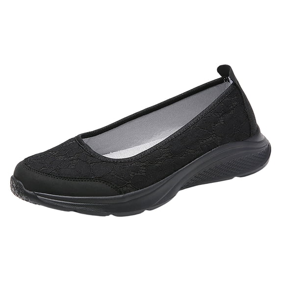mgoYE Women's Slip on Loafer Shoes - Mesh Casual Ballet Flat Walking Sneakers Knit Round Toe Casual Shoes|Black 39