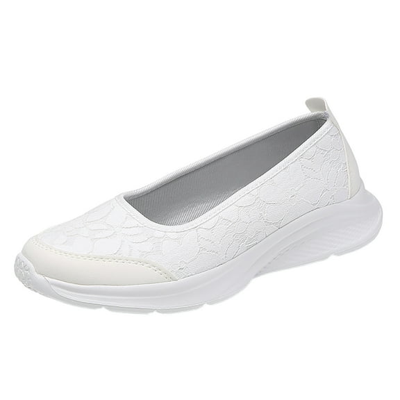 mgoYE Women's Slip on Loafer Shoes - Mesh Casual Ballet Flat Walking Sneakers Knit Round Toe Casual Shoes|White 39