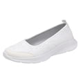 thumbnail image 1 of mgoYE Women's Slip on Loafer Shoes - Mesh Casual Ballet Flat Walking Sneakers Knit Round Toe Casual Shoes|White 41, 1 of 6