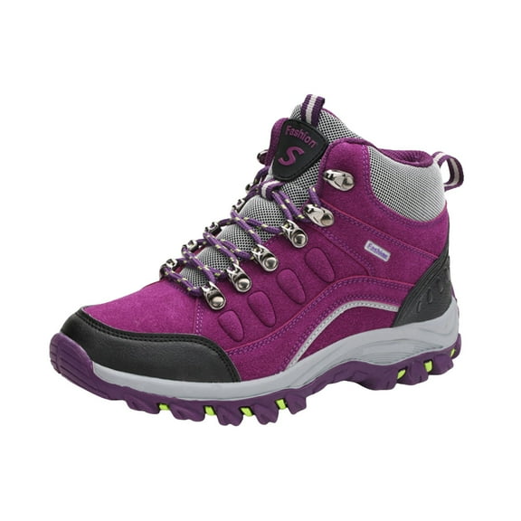 mgoYE Women's Waterproof Hiking Boots Winter Snow Boots Outdoor Trekking Camping Trail Hiking Boots|Purple 7.5