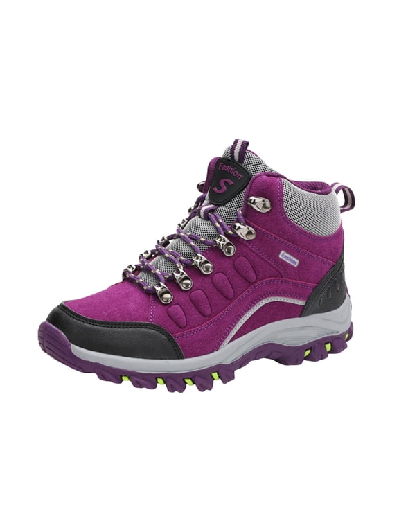 Women's Waterproof Hiking Boots Winter Snow Boots Outdoor Trekking Camping Trail Hiking Boots|Purple 9