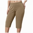 thumbnail image 1 of mgoYE Women's and Plus-Size Knee-Length Leggings Yoga Shorts for Ladies Indoor Outdoor Clothes(Khaki,4XL), 1 of 5