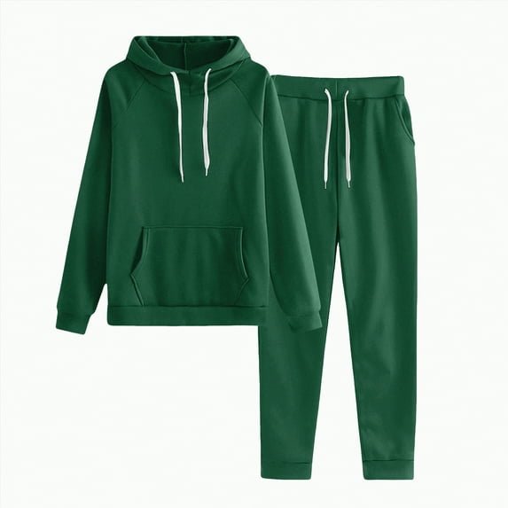 mgoYE Womens 2 Piece Outfits Lounge Hoodie Sweatsuit Sets Fall Fashion Clothes Travel Pants Tracksuits(Dark Green,M)