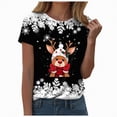 thumbnail image 1 of mgoYE Womens Christmas Tops Womens Funny Christmas Shirts Merry and Bright T-Shirts Christmas Tree Shirts Merry Christmas Graphic Tee Tops|Black XL, 1 of 1